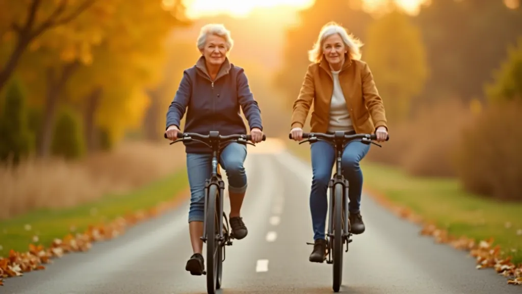 Dvě seniorky na elektrokolech jedoucí po hladké asfaltové Labské stezce